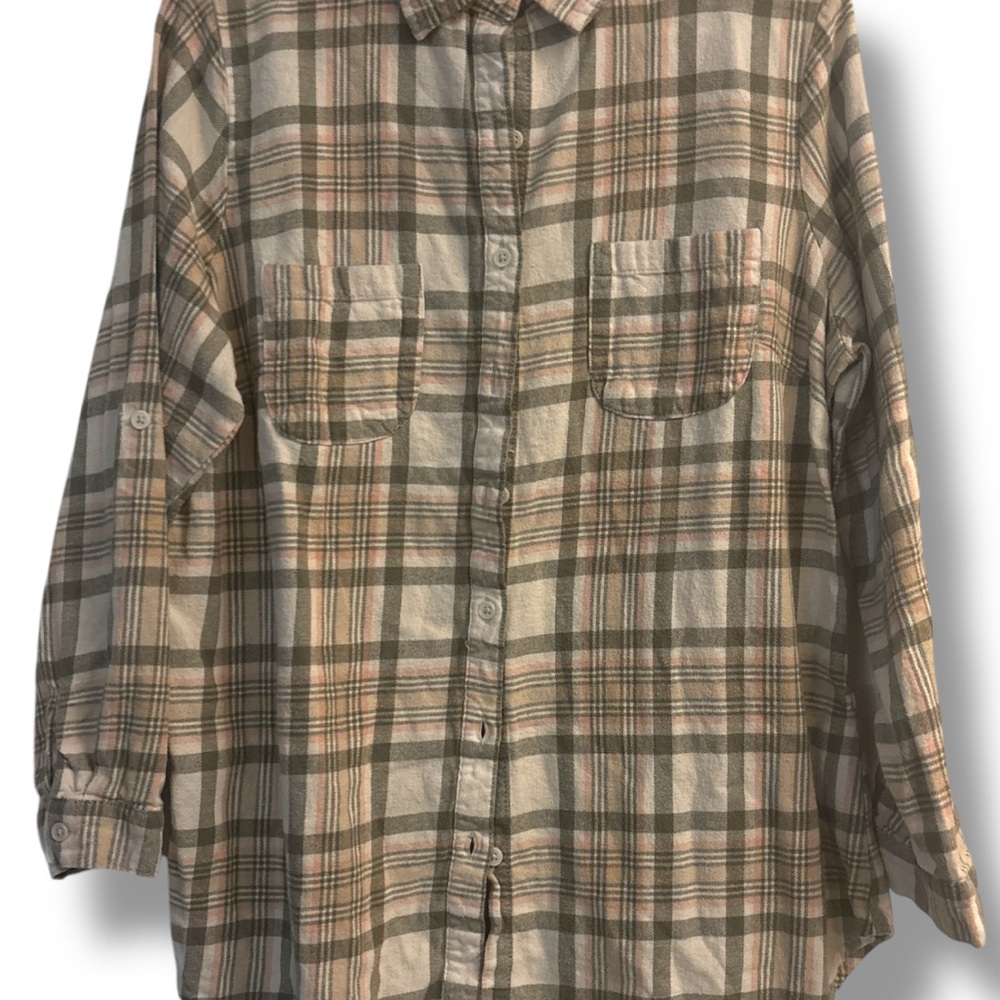 Derek Heart Gray and Pink Plaid Top
